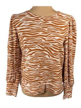 Loft Sweatshirt Animal Print Brown Cream Size M Medium Long Sleeve Crew Neck